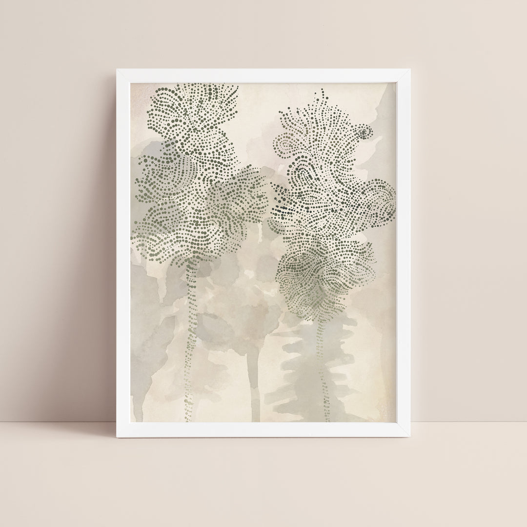 Misty Forest Oak Trees  - Art Print or Canvas
