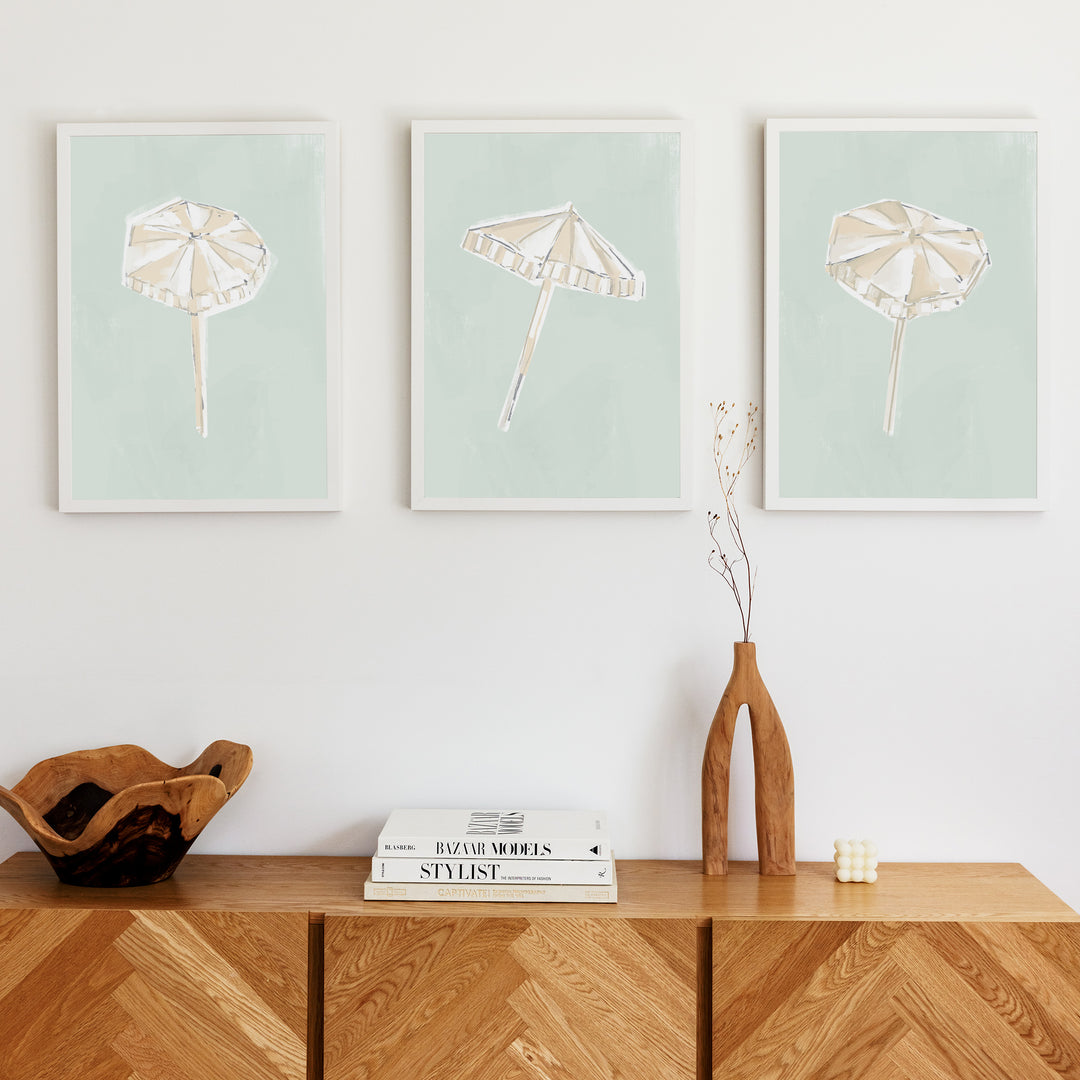 Sunwashed Umbrellas Triptych - Set of 3