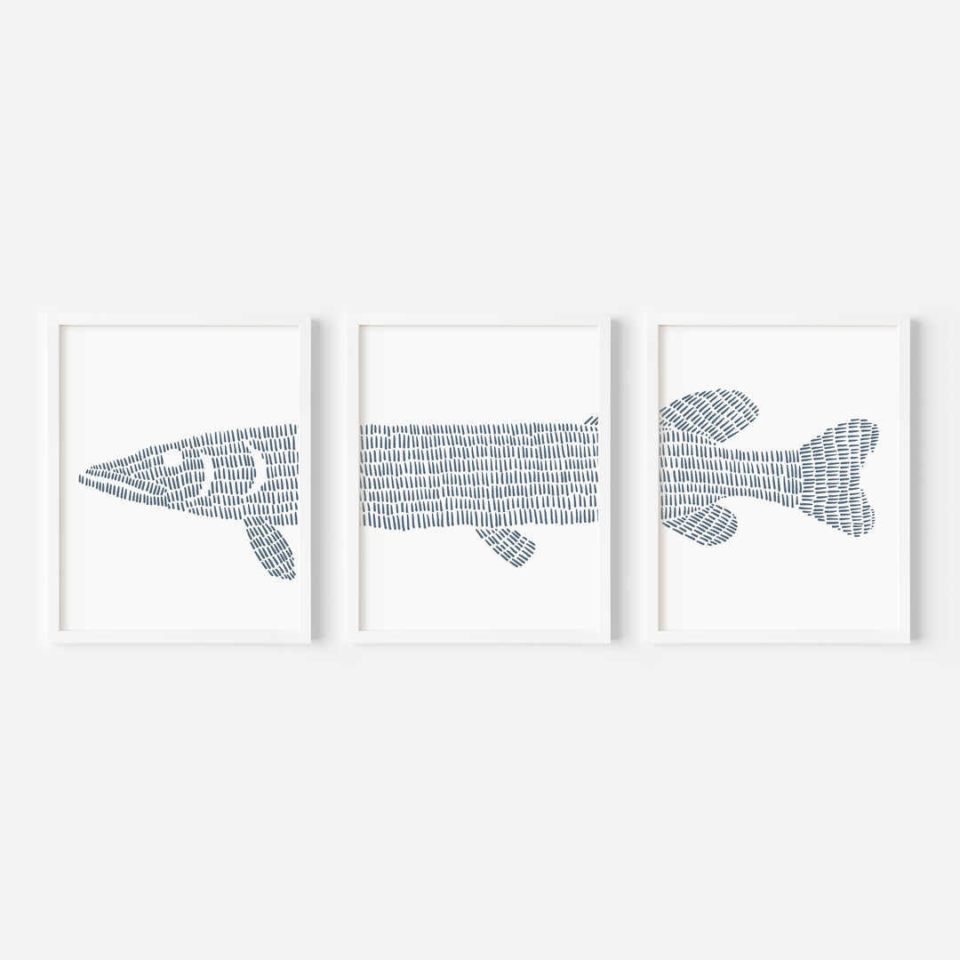 Northern Pike Lake Fish - Set of 3 - Art Prints or Canvases