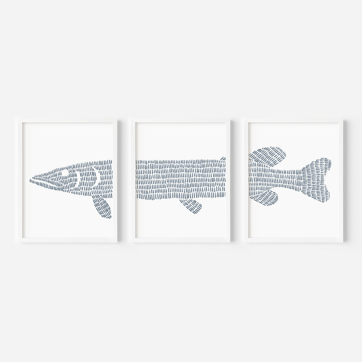 Northern Pike Lake Fish - Set of 3 - Art Prints or Canvases