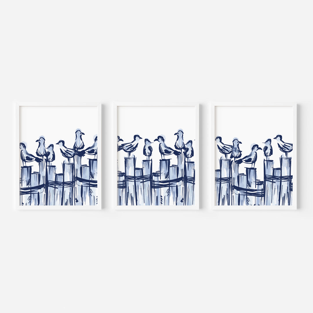 Harbor Gulls Triptych - Set of 3 - Jetty Home