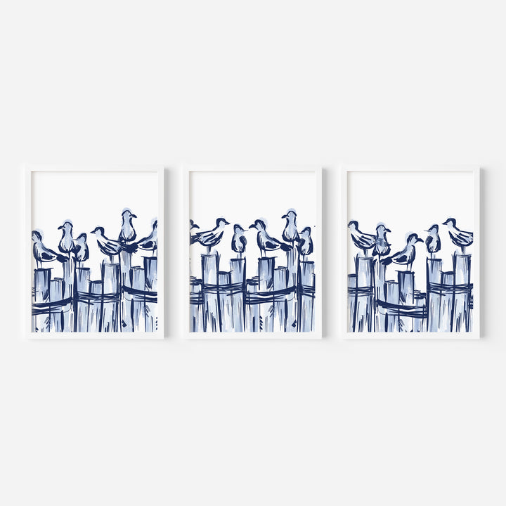 Harbor Gulls Triptych - Set of 3 - Jetty Home
