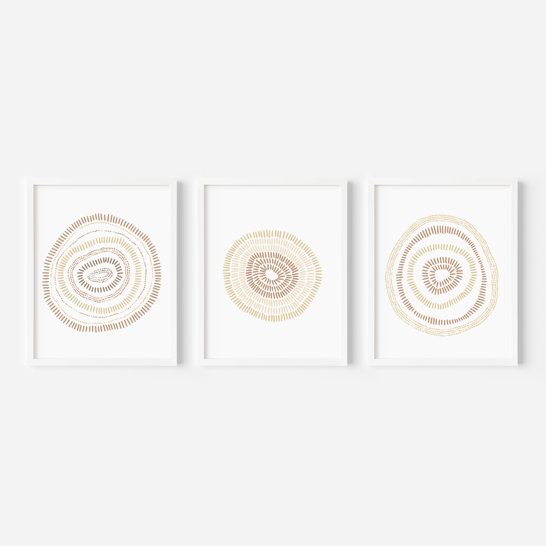 Minimalist Circle Blooms - Set of 3  - Art Prints or Canvases - Jetty Home