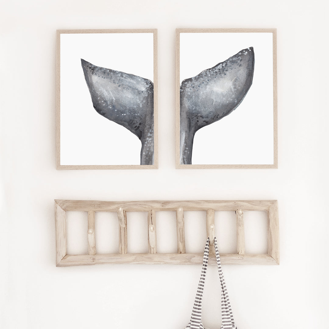 Whale Tail Painting, No. 1 - Set of 2  - Art Prints or Canvases - Jetty Home