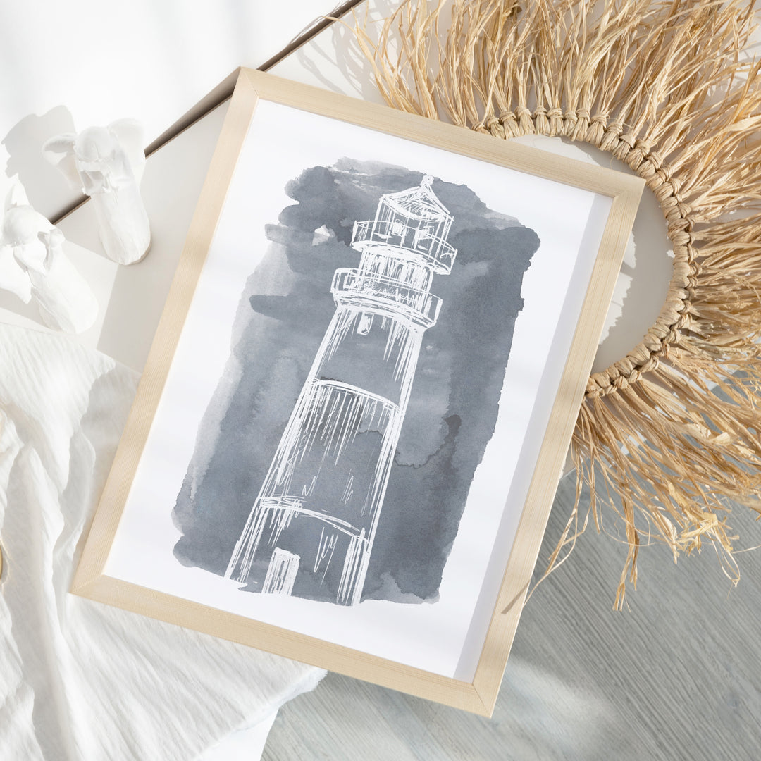 Watercolor Lighthouse Illustration  - Art Print or Canvas - Jetty Home