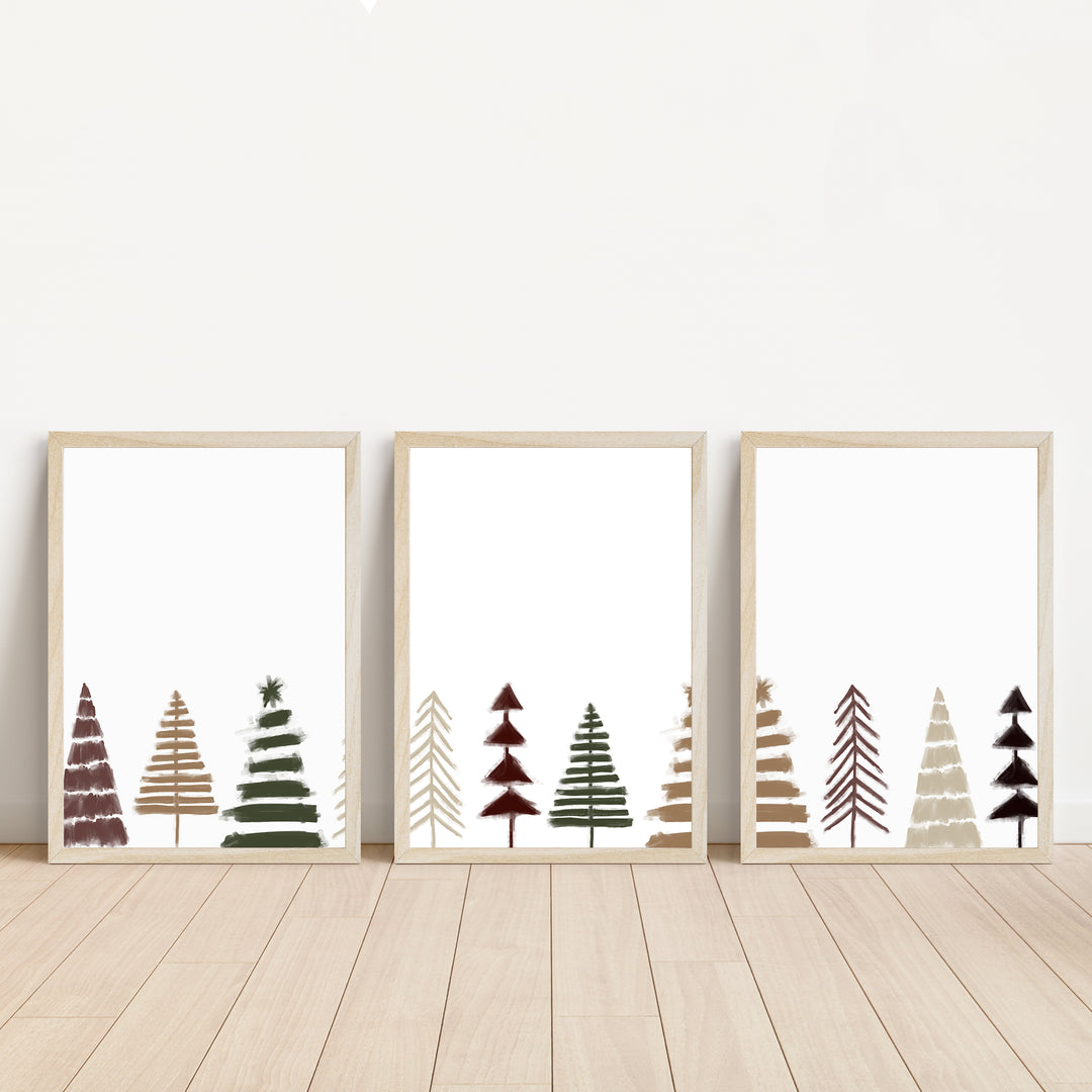 Minimalist Scandi Christmas Trees - Set of 3  - Art Prints or Canvases - Jetty Home