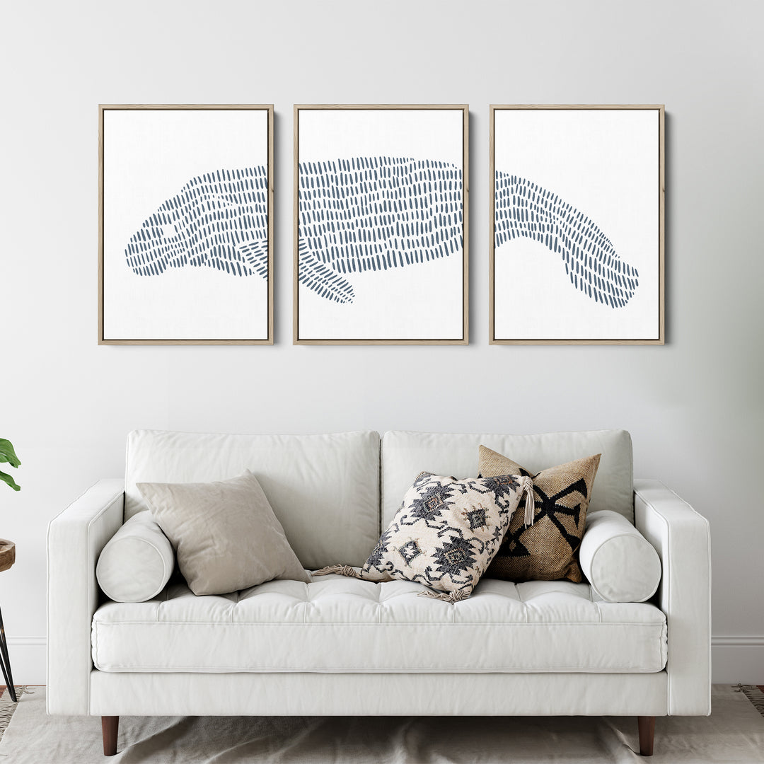 Manatee Illustration - Set of 3  - Art Prints or Canvases - Jetty Home