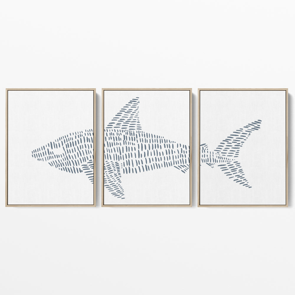 Great White Shark Modern Illustration - Set of 3  - Art Prints or Canvases - Jetty Home