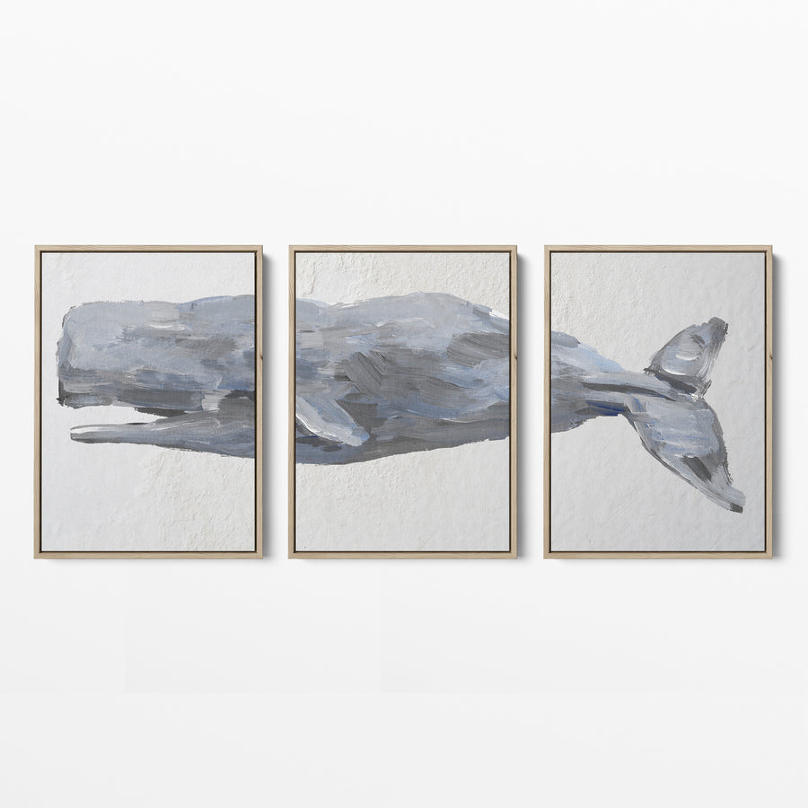 Sperm Whale Painted Triptych - Set of 3 | Jetty Home