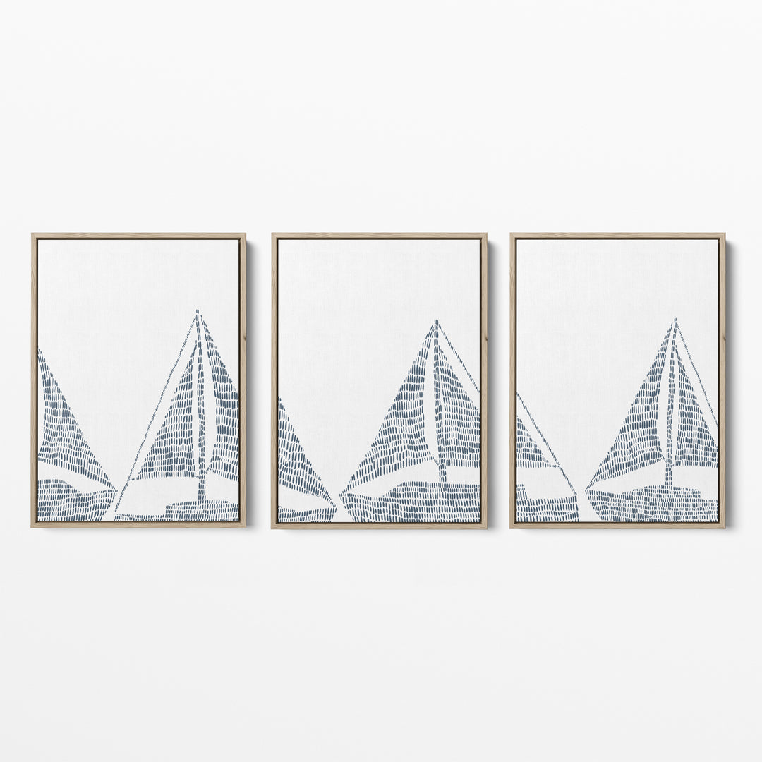 Sailboat Nautical Illustration - Set of 3  - Art Prints or Canvases - Jetty Home