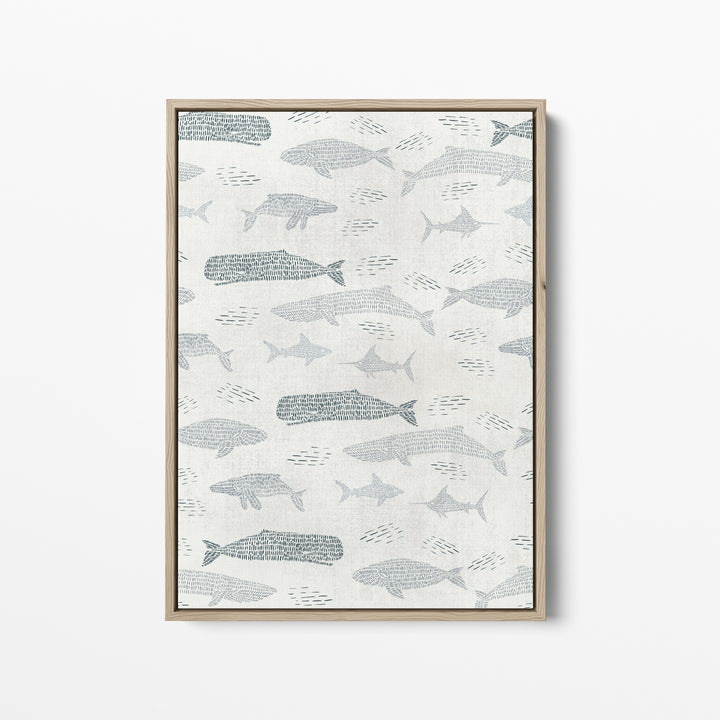 Gray and Ivory Whale Pattern  - Art Print or Canvas - Jetty Home