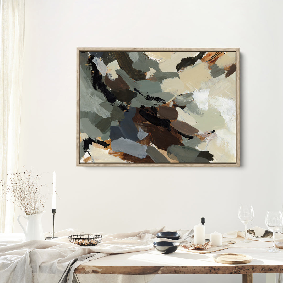 Wildwood prints by Jetty Home displayed on a wooden canvas in a natural setting, showcasing rustic and artistic wall decor.