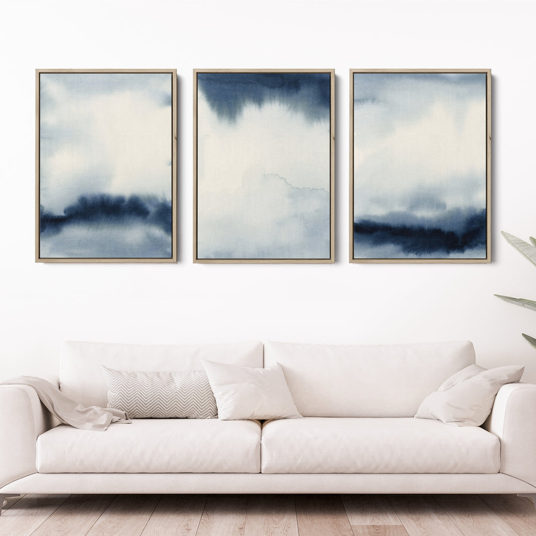 Indigo Abstracts Triptych - Set of 3