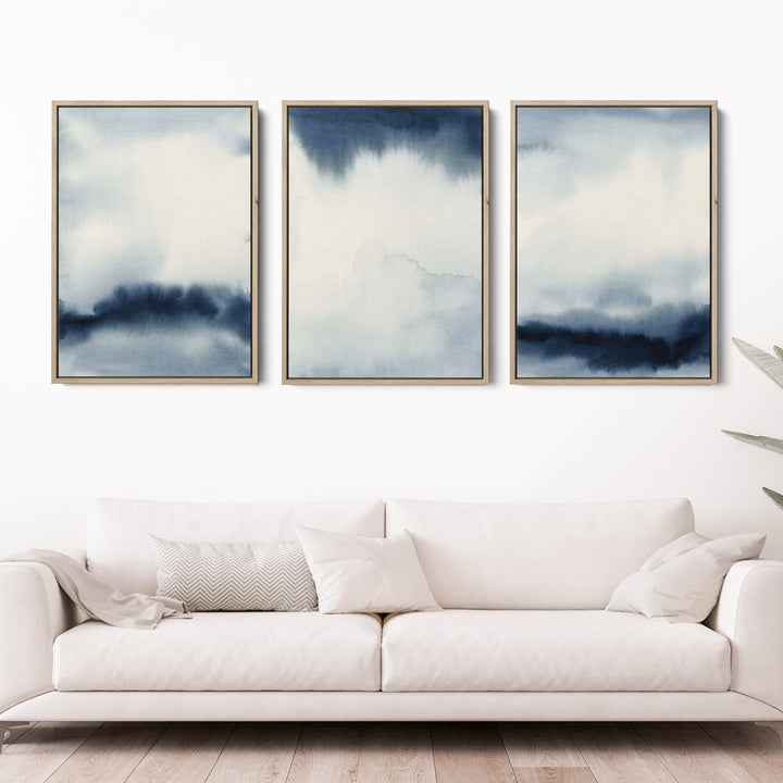 Indigo Abstracts Triptych - Set of 3