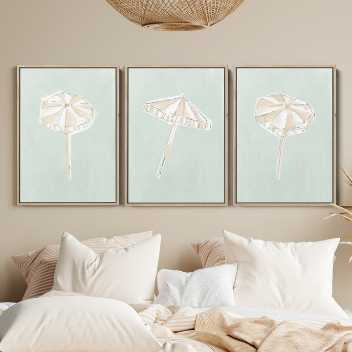 Sunwashed Umbrellas Triptych - Set of 3