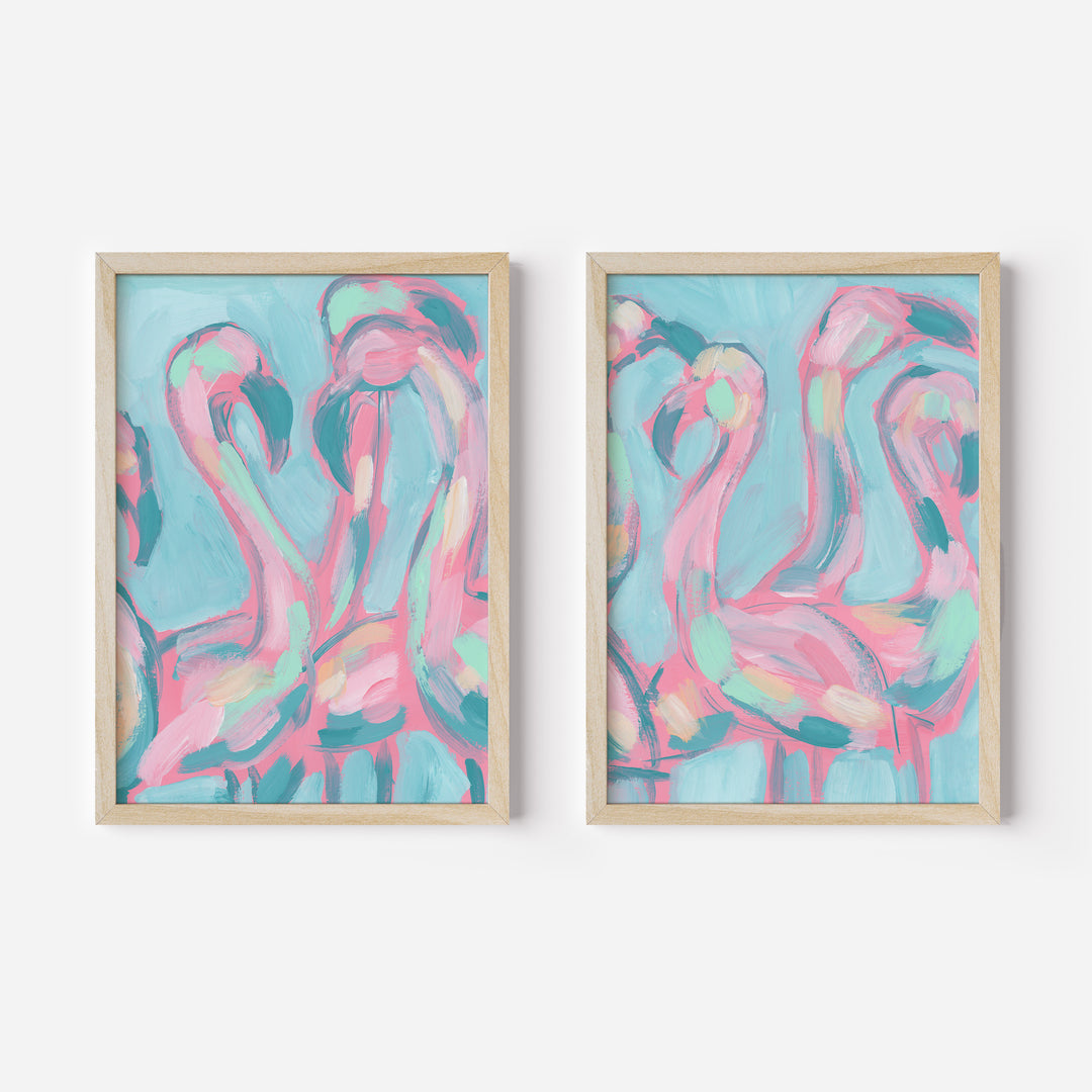 The Pink Flamingoes Diptych - Set of 2 - Jetty Home