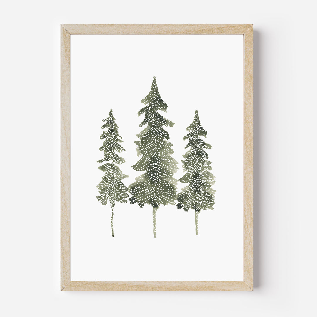 Watercolor Pine Trio  - Art Print or Canvas - Jetty Home