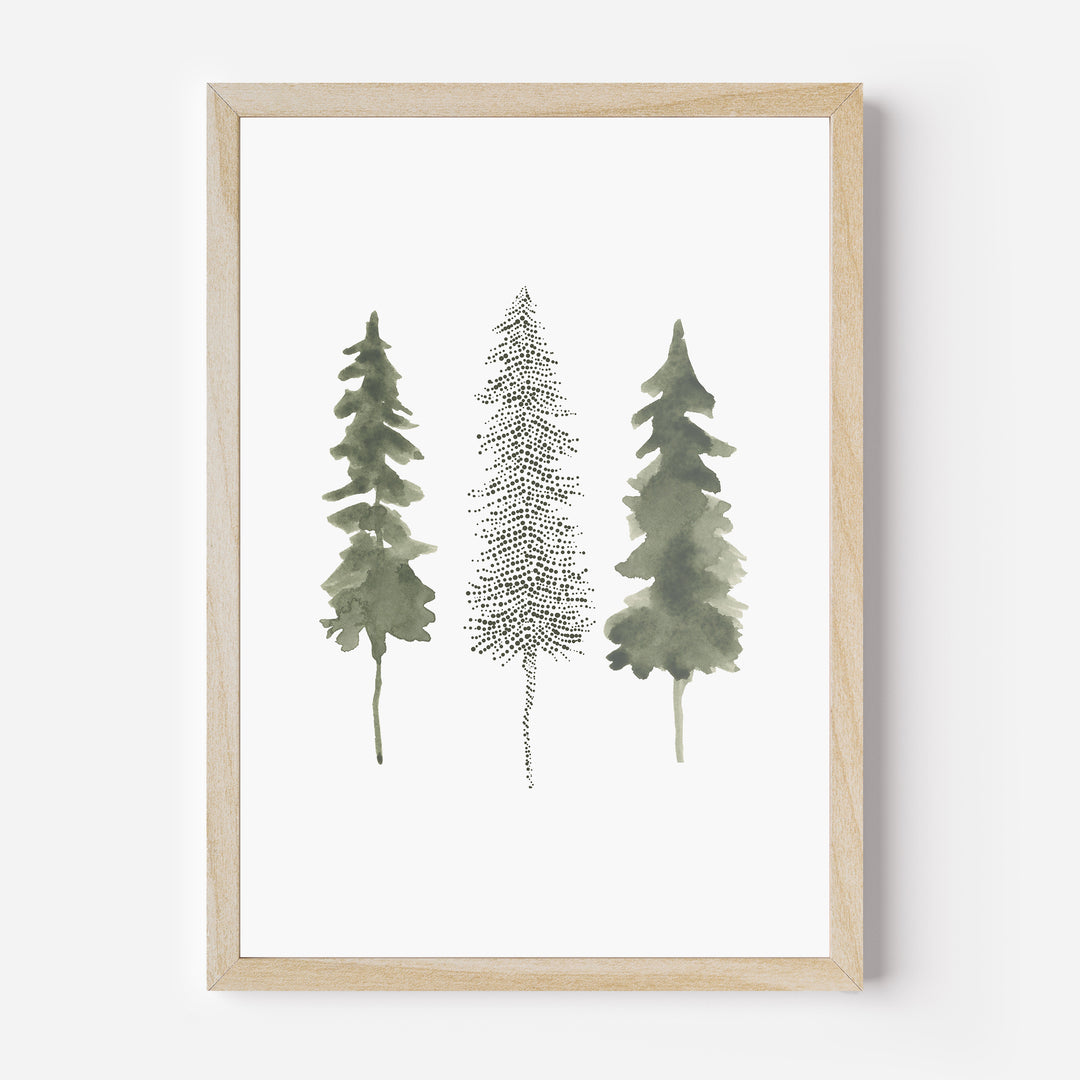 Minimalist Pine Tree Trio  - Art Print or Canvas - Jetty Home