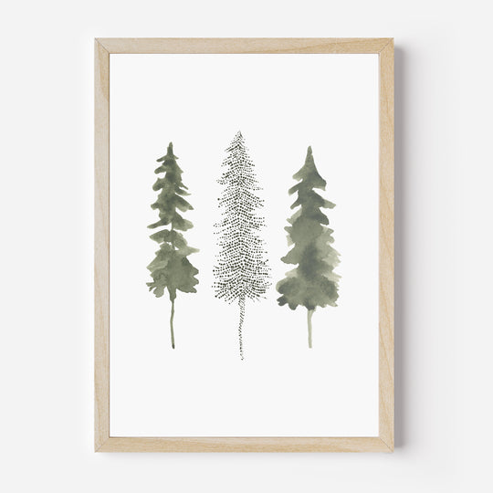 Minimalist Pine Tree Trio 