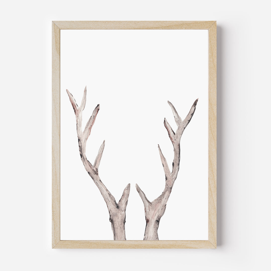 Rustic Deer Antler Watercolor  - Art Print or Canvas - Jetty Home