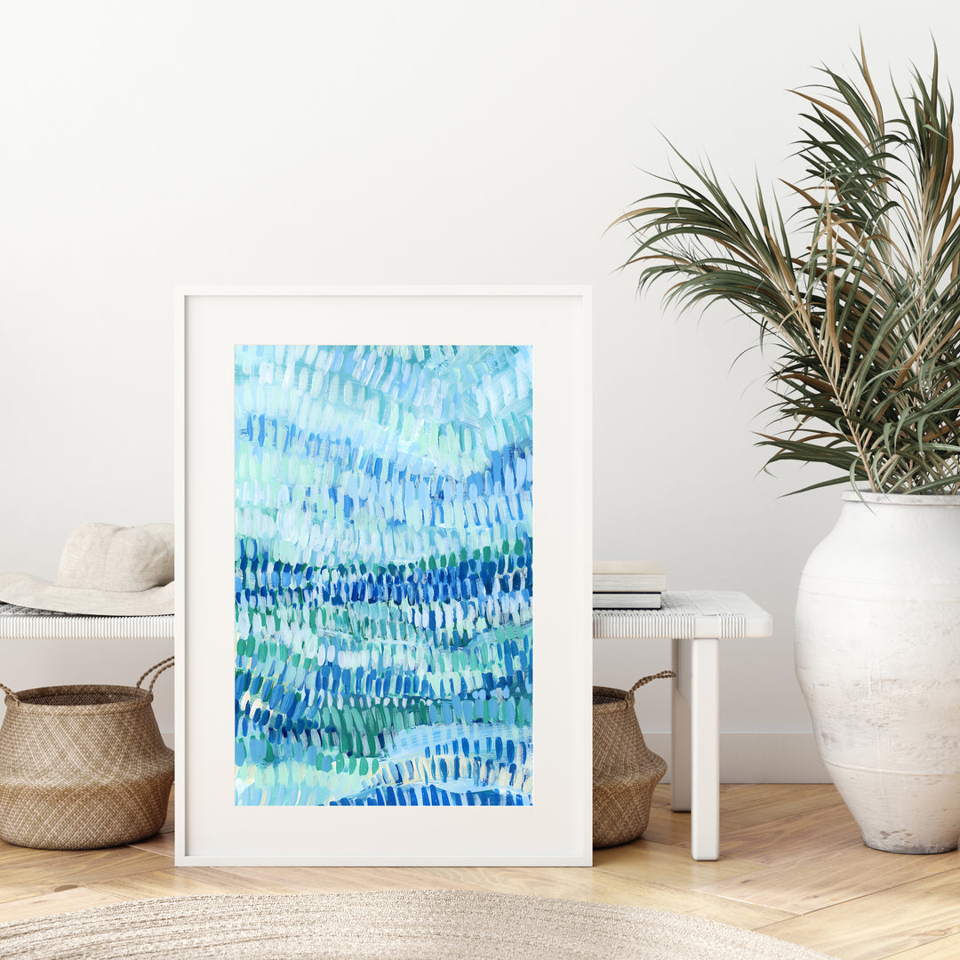Under the Ocean Blue and Turquoise Painting Wall Art Print or Canvas - Jetty Home