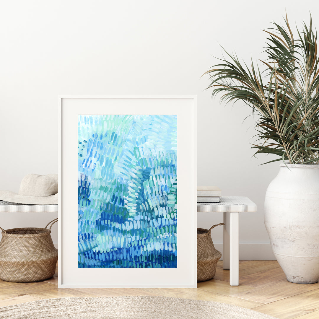 Ocean Wave Tropical Caribbean Sea Painting Wall Art Print or Canvas - Jetty Home