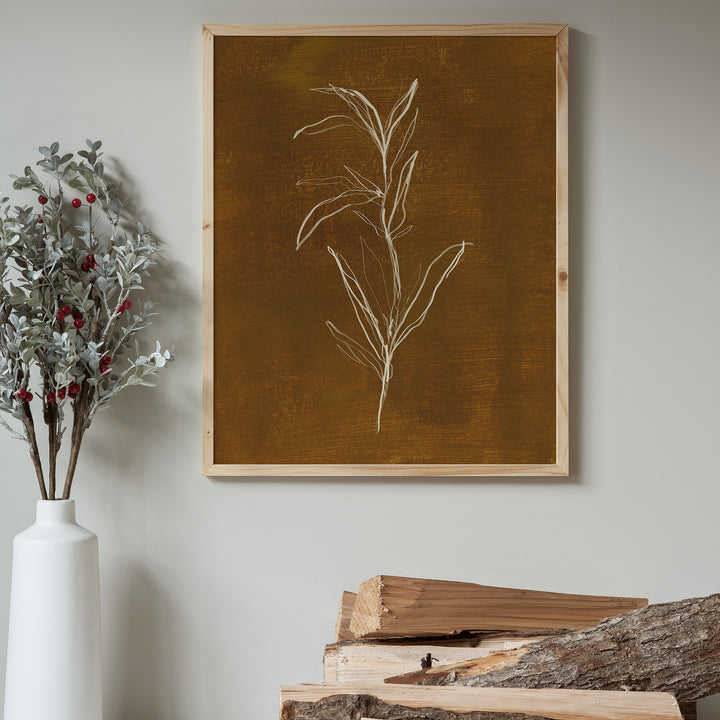 Warm Brown Winter Floral Botanical Painting Wall Art Print or Canvas - Jetty Home