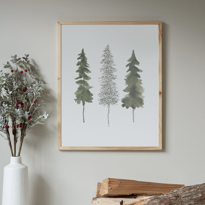 Minimalist Pine Tree Trio  - Art Print or Canvas - Jetty Home