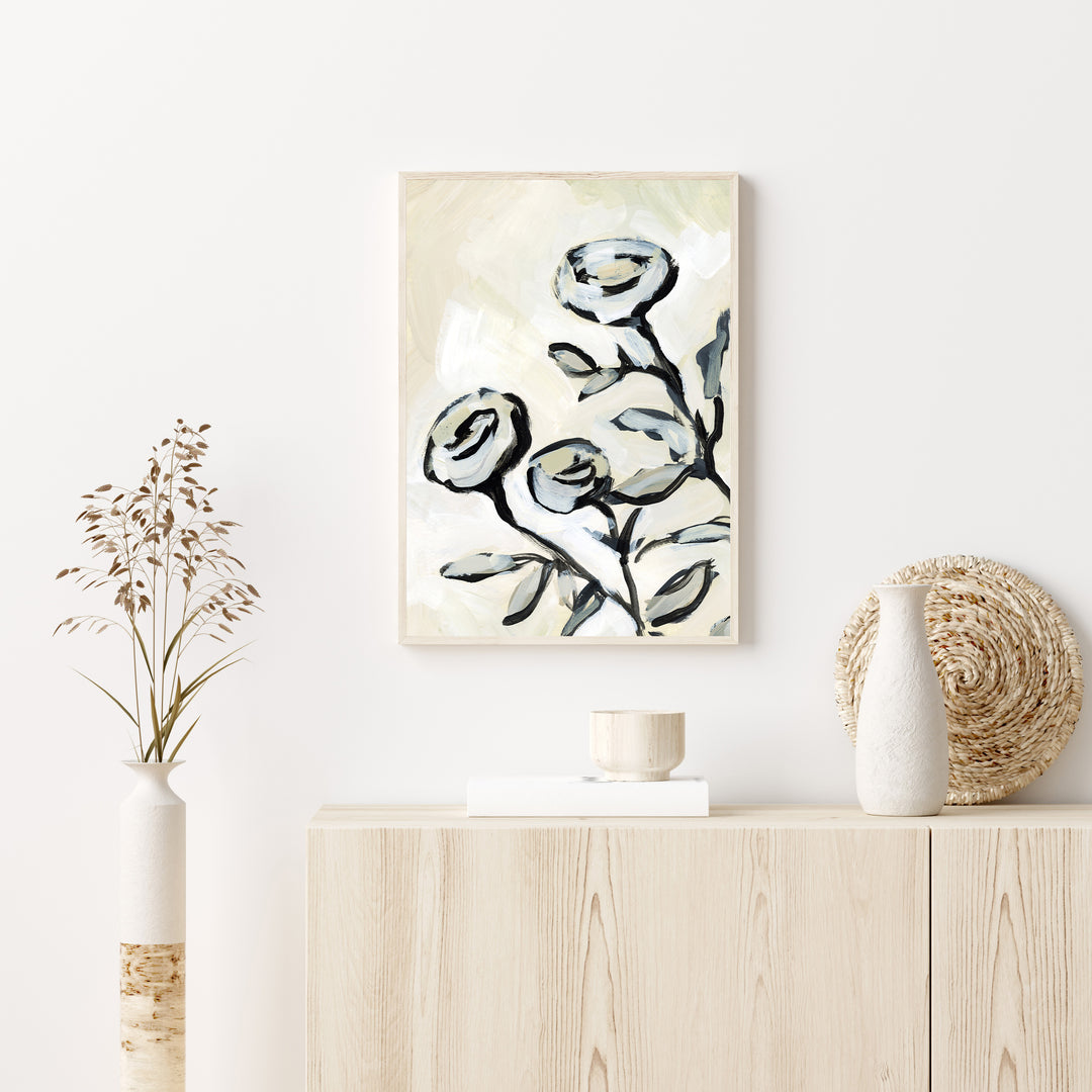 Rose Floral Painting Sophisticated Modern Wall Art Print or Canvas - Jetty Home