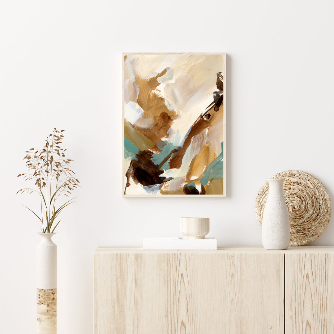 Burnt Orange and Beige Abstract Statement Painting Wall Art Print or Canvas - Jetty Home