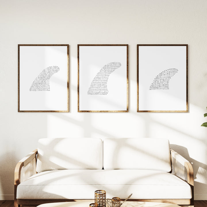 Surfboard Fin Studies - Set of 3  - Art Prints or Canvases - Jetty Home