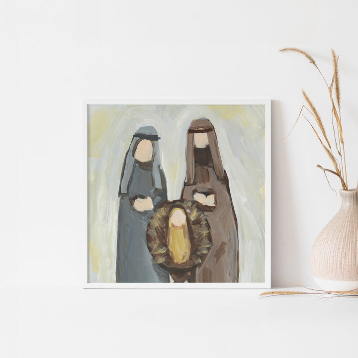 Mary and Joseph Modern Nativity Christmas Painting Wall Art Print or Canvas - Jetty Home