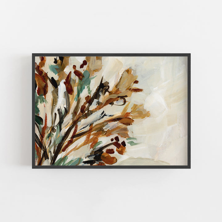 Beige Winter Autumn Botanical Wildflower Wall Art Print or Canvas - Jetty Home
