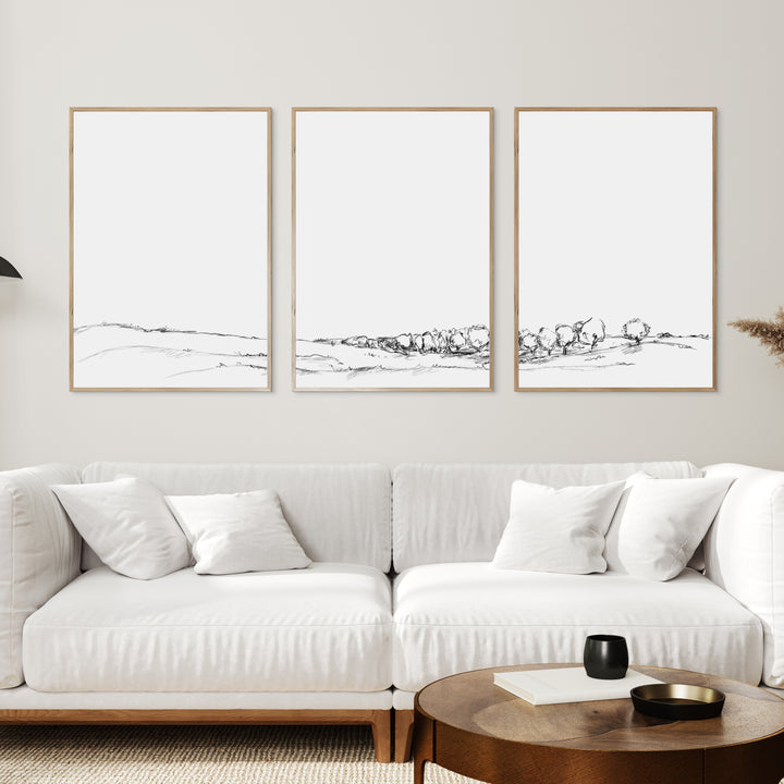 The Meadow Landscape - Set of 3  - Art Prints or Canvases - Jetty Home