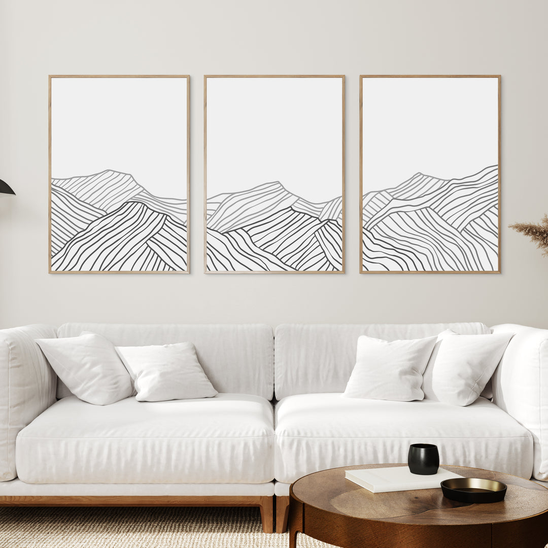 Minimalist Mountains - Set of 3  - Art Prints or Canvases - Jetty Home