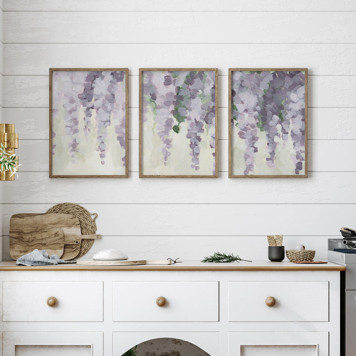 Wisteria Glow - Set of 3  - Art Prints or Canvases - Jetty Home