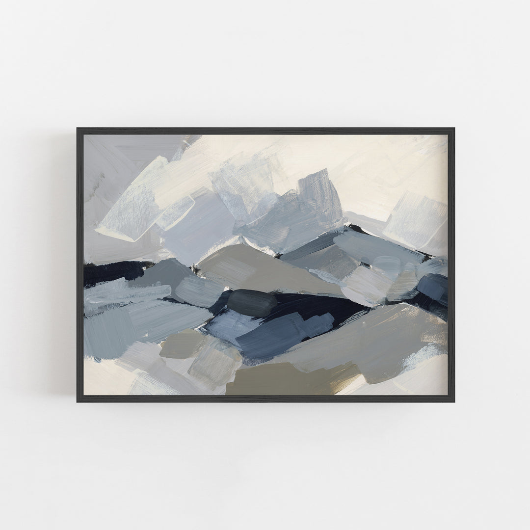 Neutral Abstracted Mountain Landscape Painting Wall Art Print or Canvas - Jetty Home