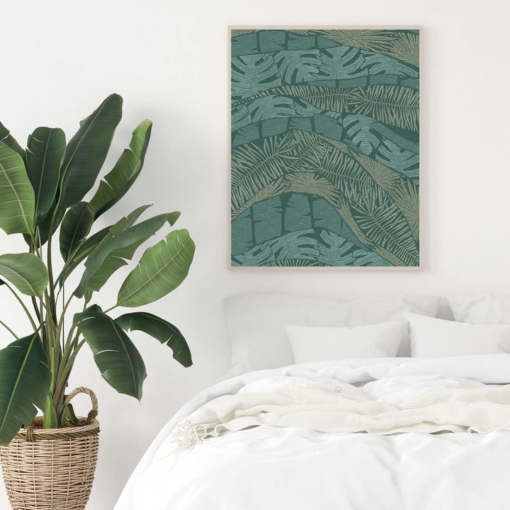 Into the Jungle Green Tropical Botanical Palm Wall Art Print or Canvas - Jetty Home