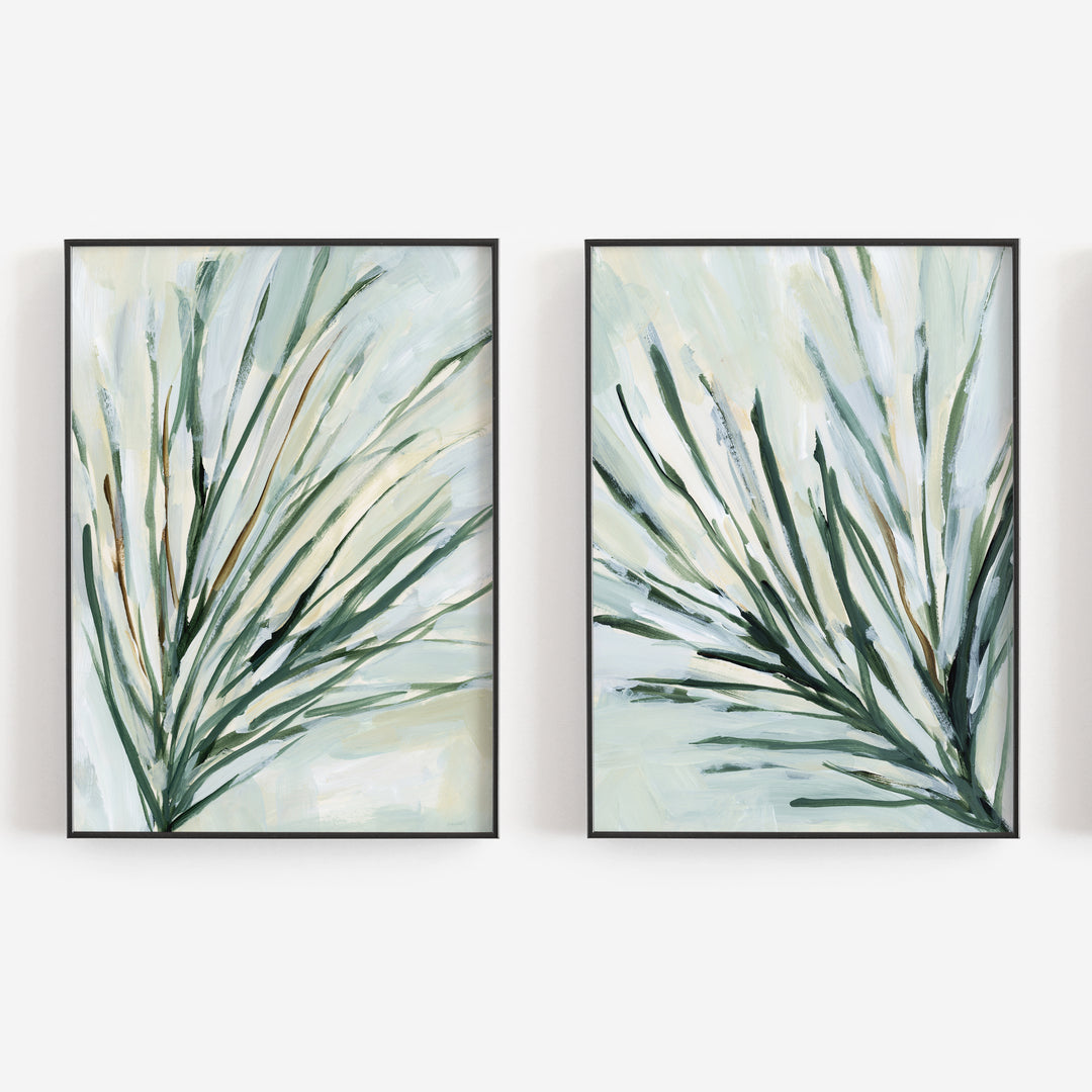 Pine Branch Paintings Diptych Set of 2 Wall Art Print or Canvas - Jetty Home