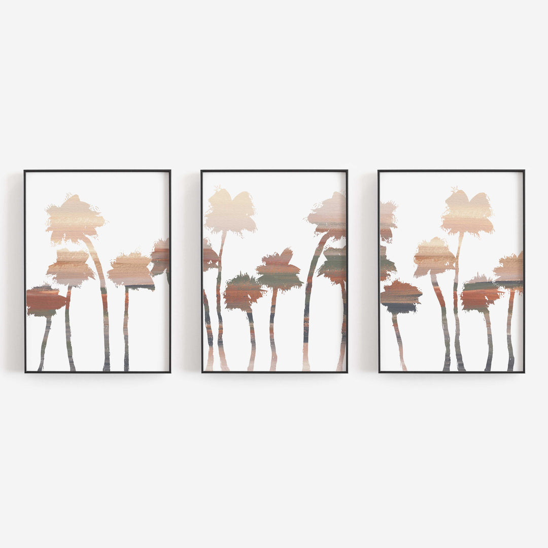Modern Desert Palm Tree Triptych Wall Art Print or Canvas - Jetty Home