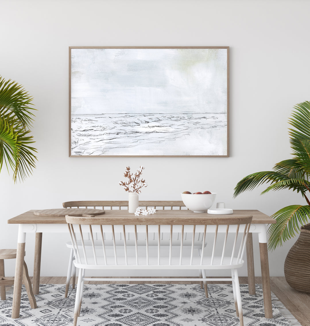 Seascape Neutral Illustration Wall Art Print or Canvas - Jetty Home