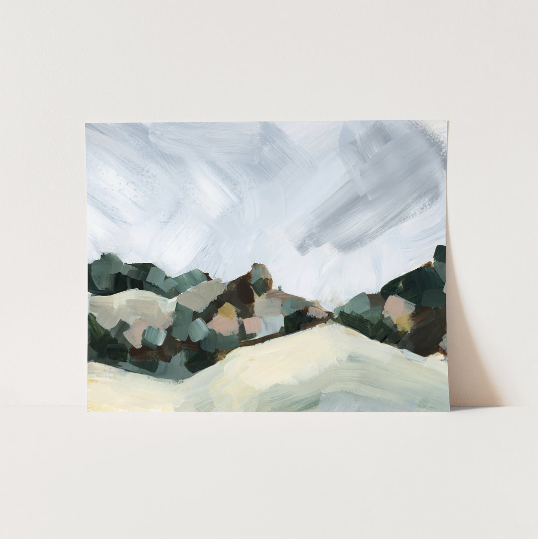 Abstract Hillside Country Landscape Fall Painting View Wall Art Print or Canvas - Jetty Home