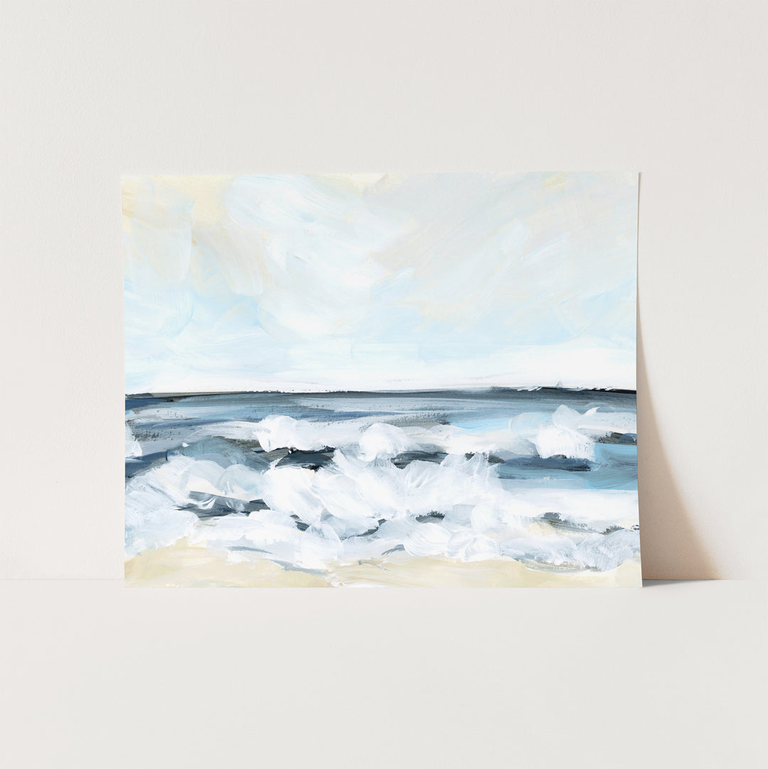 Ocean Scene Painting Blue and White Wall Art Print or Canvas - Jetty Home