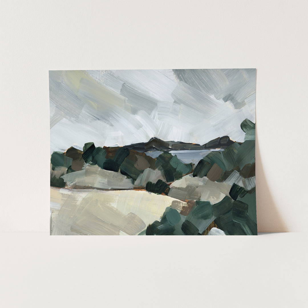 Bold Neutral Landscape Painting Autumnal Scenic View Wall Art Print or Canvas - Jetty Home