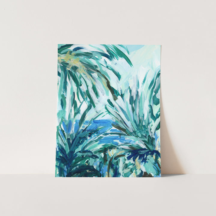 Palm Trees Tropical Caribbean Sea Painting Wall Art Print or Canvas - Jetty Home