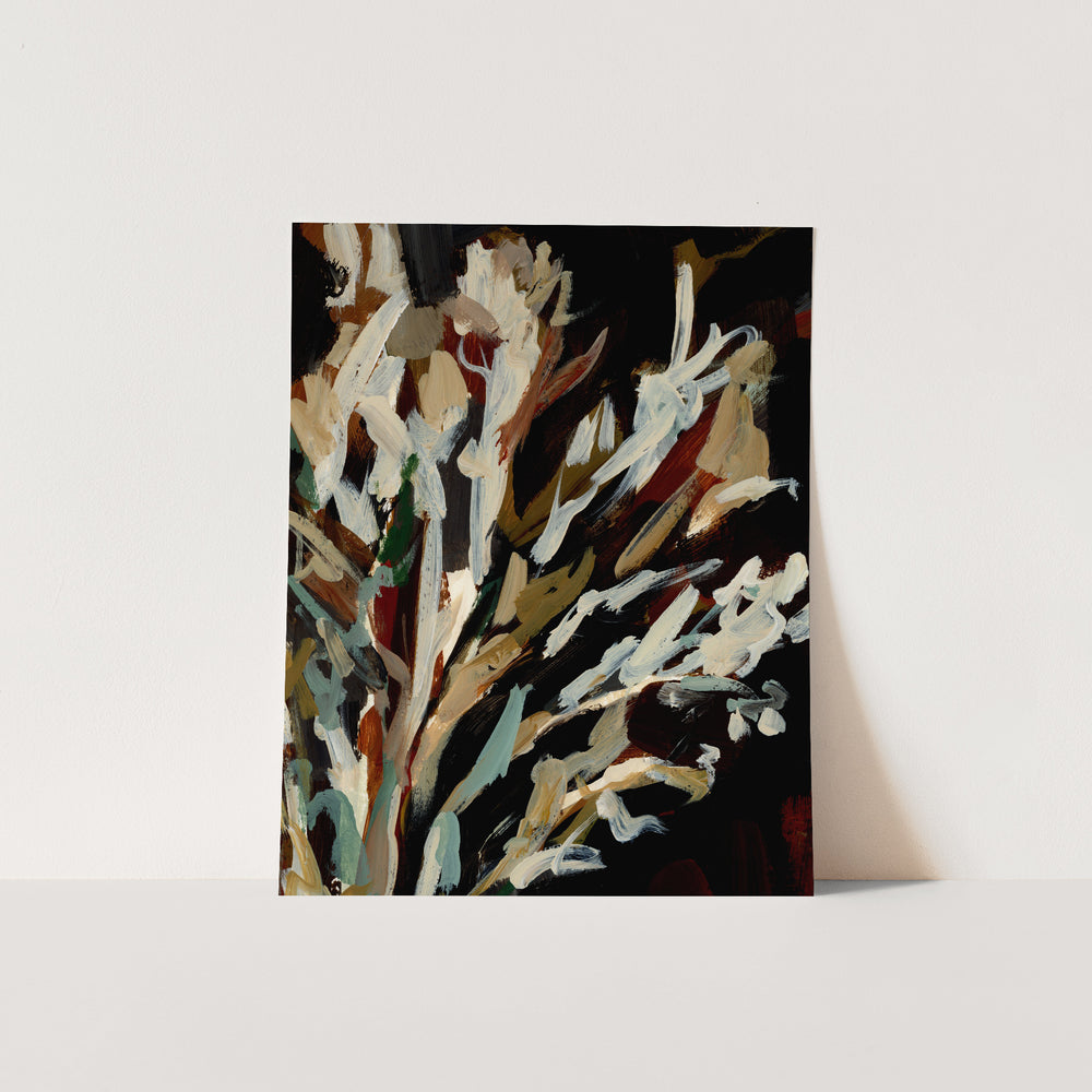 Dark Wild Winter Autumn Botanical Painting Wall Art Print or Canvas - Jetty Home