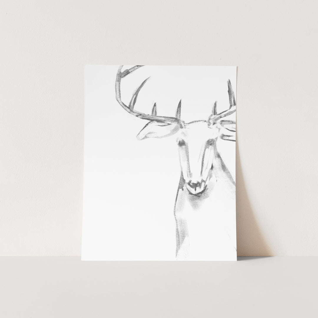 Reindeer Illustration Wall Art Print or Canvas - Jetty Home