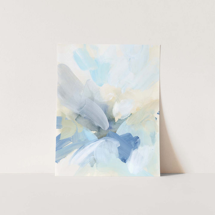 Light Blue and White Modern Abstract Painting Wall Art Print or Canvas - Jetty Home