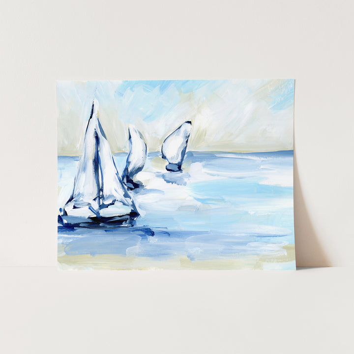 Sailing Painting Nautical Light Beach Wall Art Print or Canvas - Jetty Home