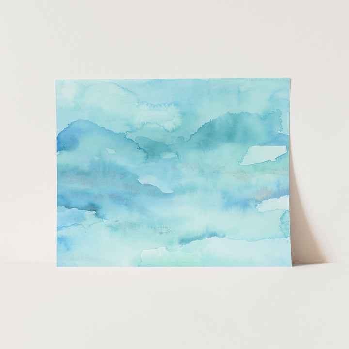 Abstract Underwater Ocean Painting Turquoise Blue Wall Art Print or Canvas - Jetty Home